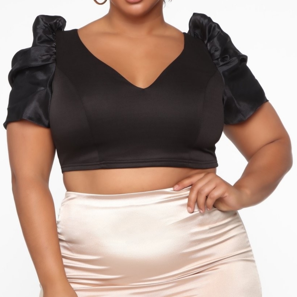 SOLD OUT at Fashion Nova Mesh Sleeve Crop Top